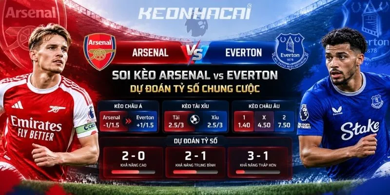 Soi kèo Arsenal vs Everton – Dự đoán tỷ số chung cuộc
