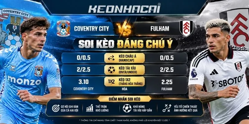Soi kèo Coventry City vs Fulham đáng chú ý